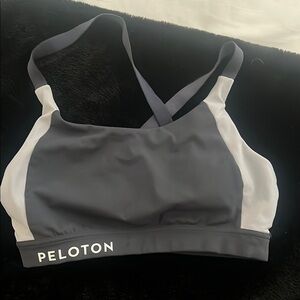 Peloton Gray and White Sports Bra